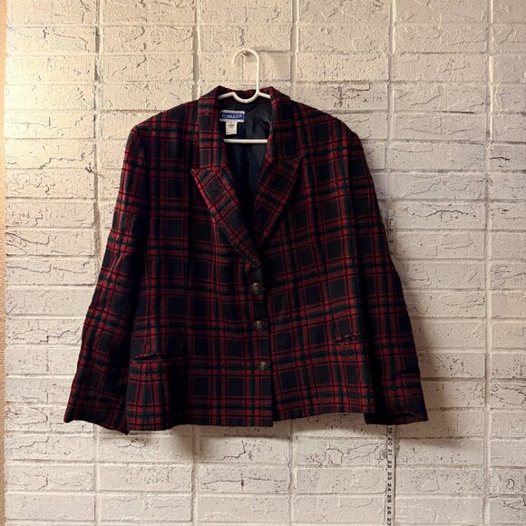 ✨ Pendleton Classic Wool Blazer – Size 16 – Red & Green Tartan Plaid ✨ - Picture 2 of 10